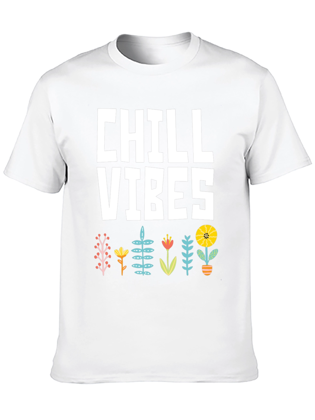 Chill Vibes Graphic T-Shirt - Black Floral Design