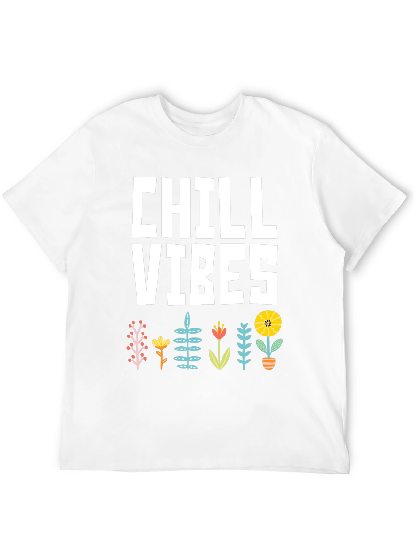 Chill Vibes Graphic T-Shirt - Black Floral Design
