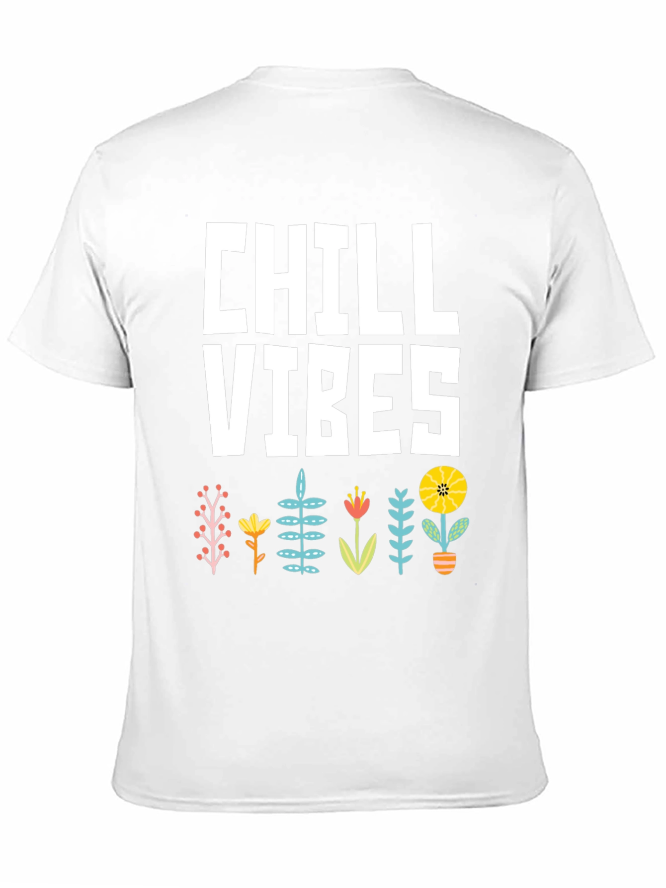 Chill Vibes Graphic T-Shirt - Black Floral Design
