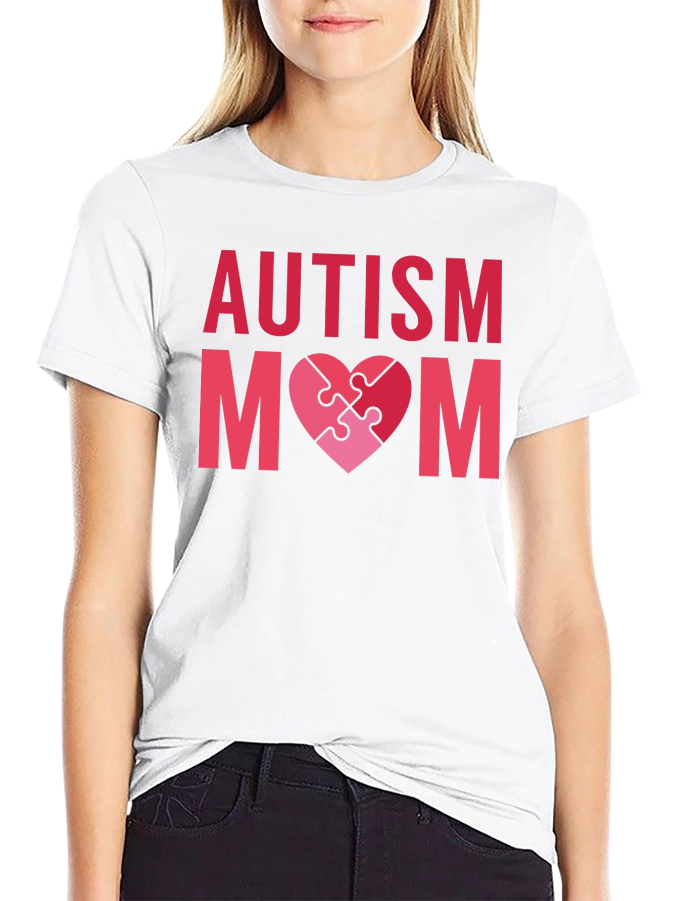 Autism Mom Puzzle Heart Graphic Tee