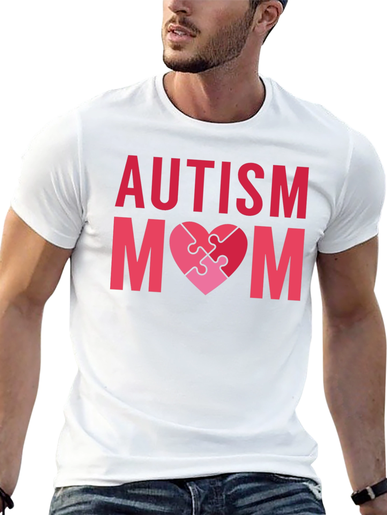 Autism Mom Puzzle Heart Graphic Tee