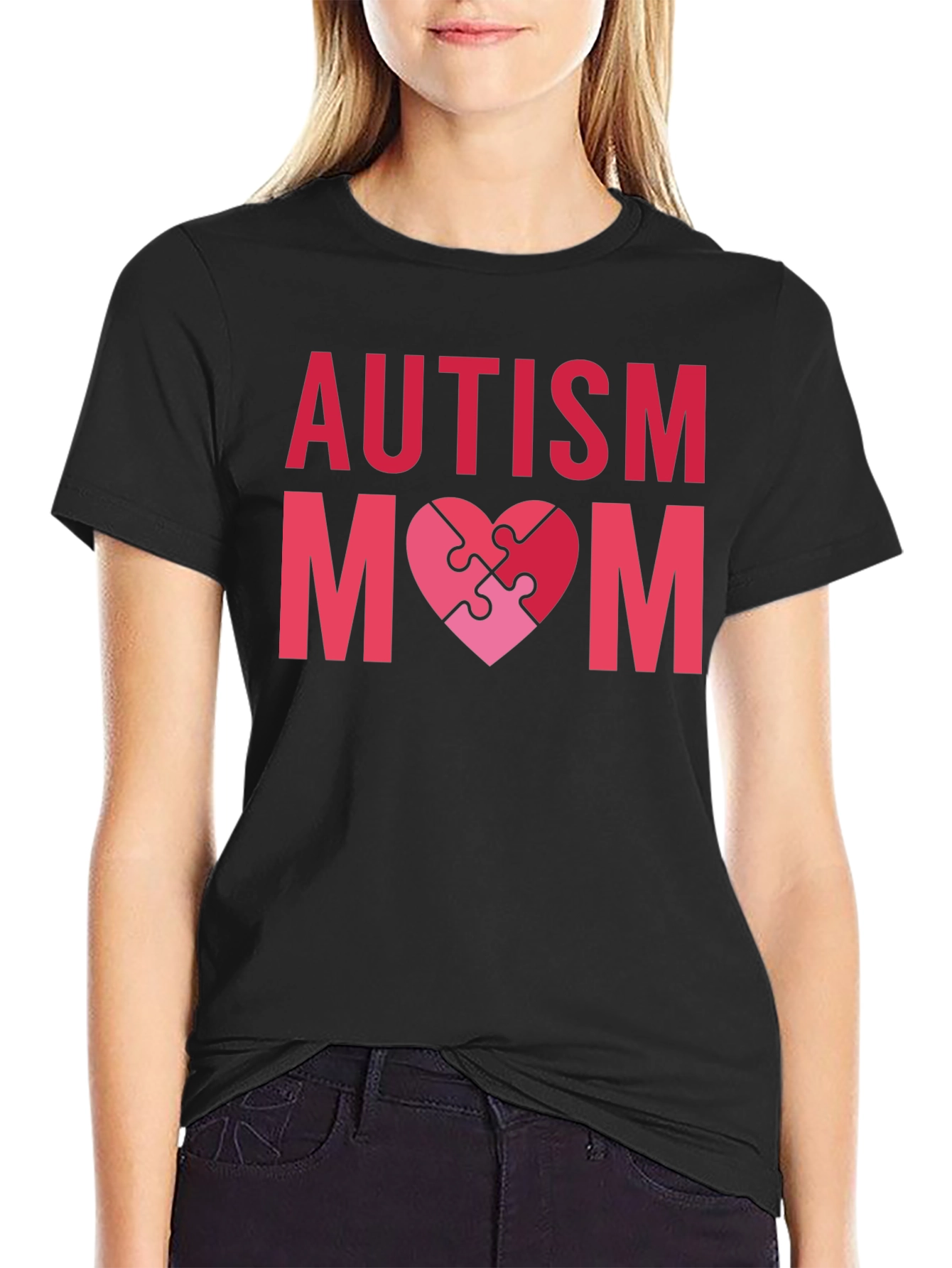 Autism Mom Puzzle Heart Graphic Tee