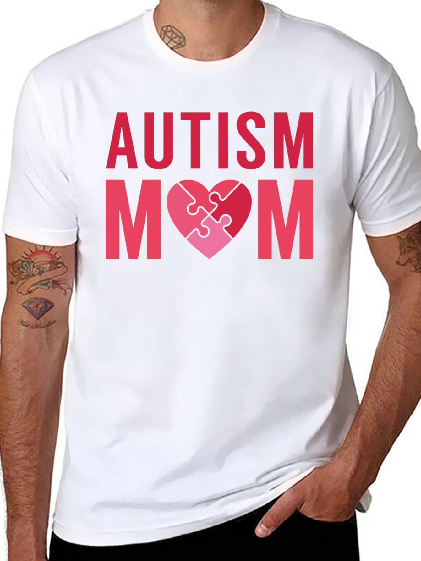 Autism Mom Puzzle Heart Graphic Tee