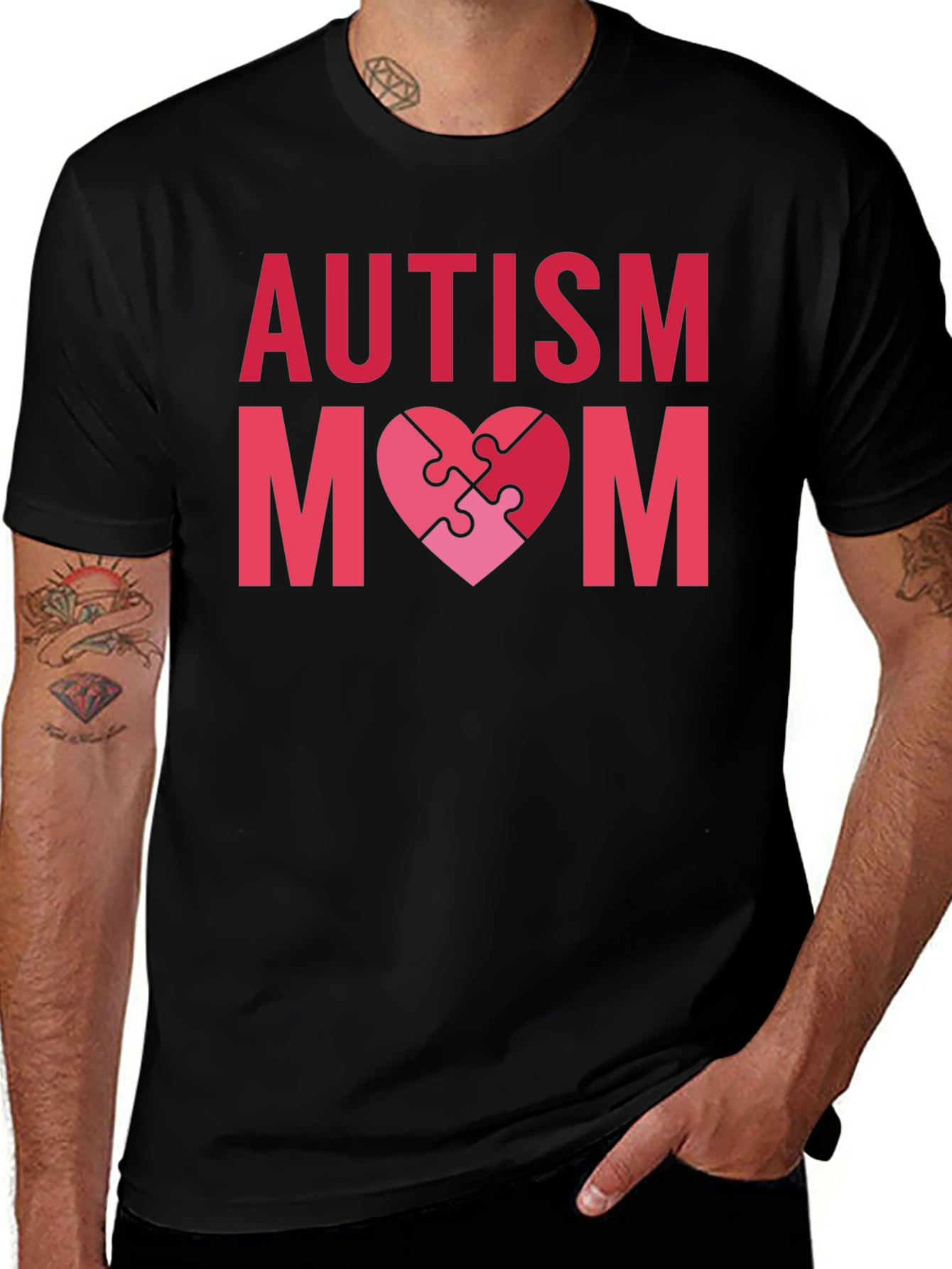 Autism Mom Puzzle Heart Graphic Tee
