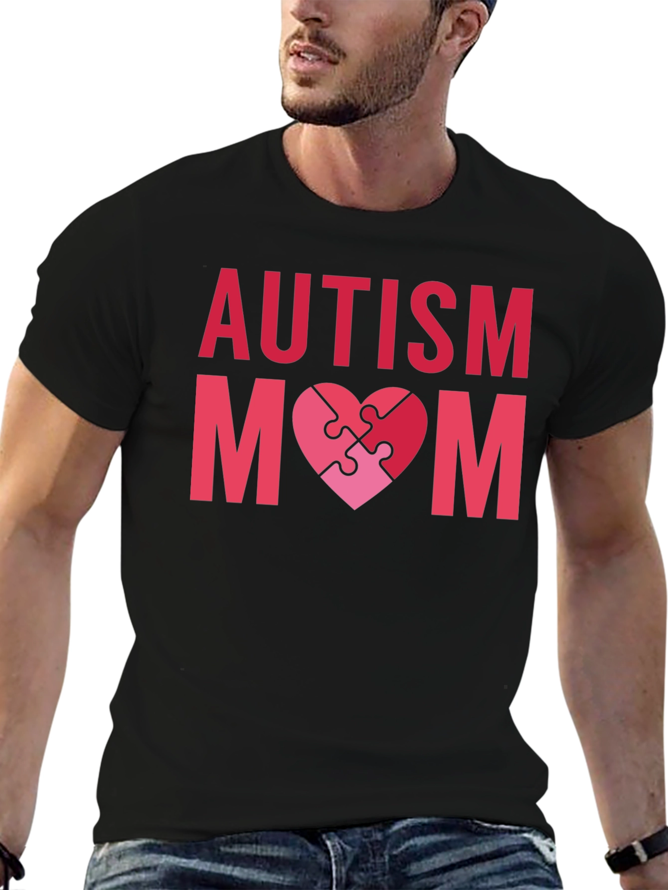 Autism Mom Puzzle Heart Graphic Tee