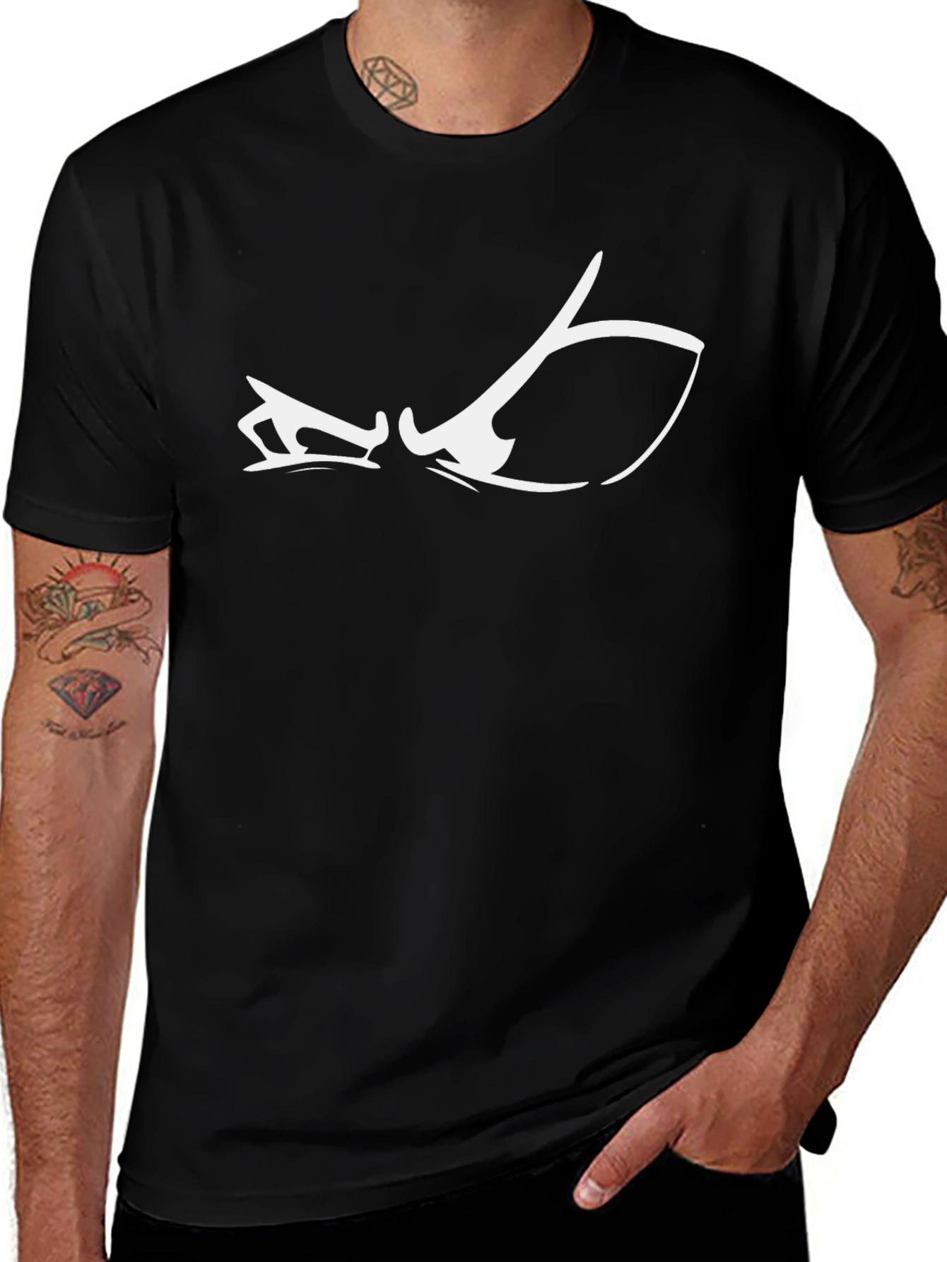 Black T-Shirt with Graphic Eye Design
