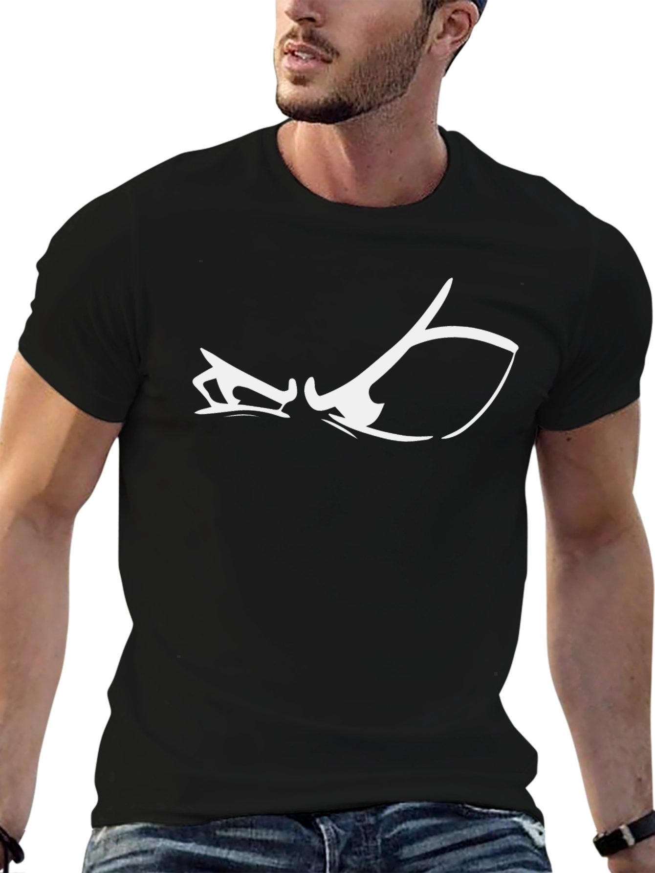 Black T-Shirt with Graphic Eye Design