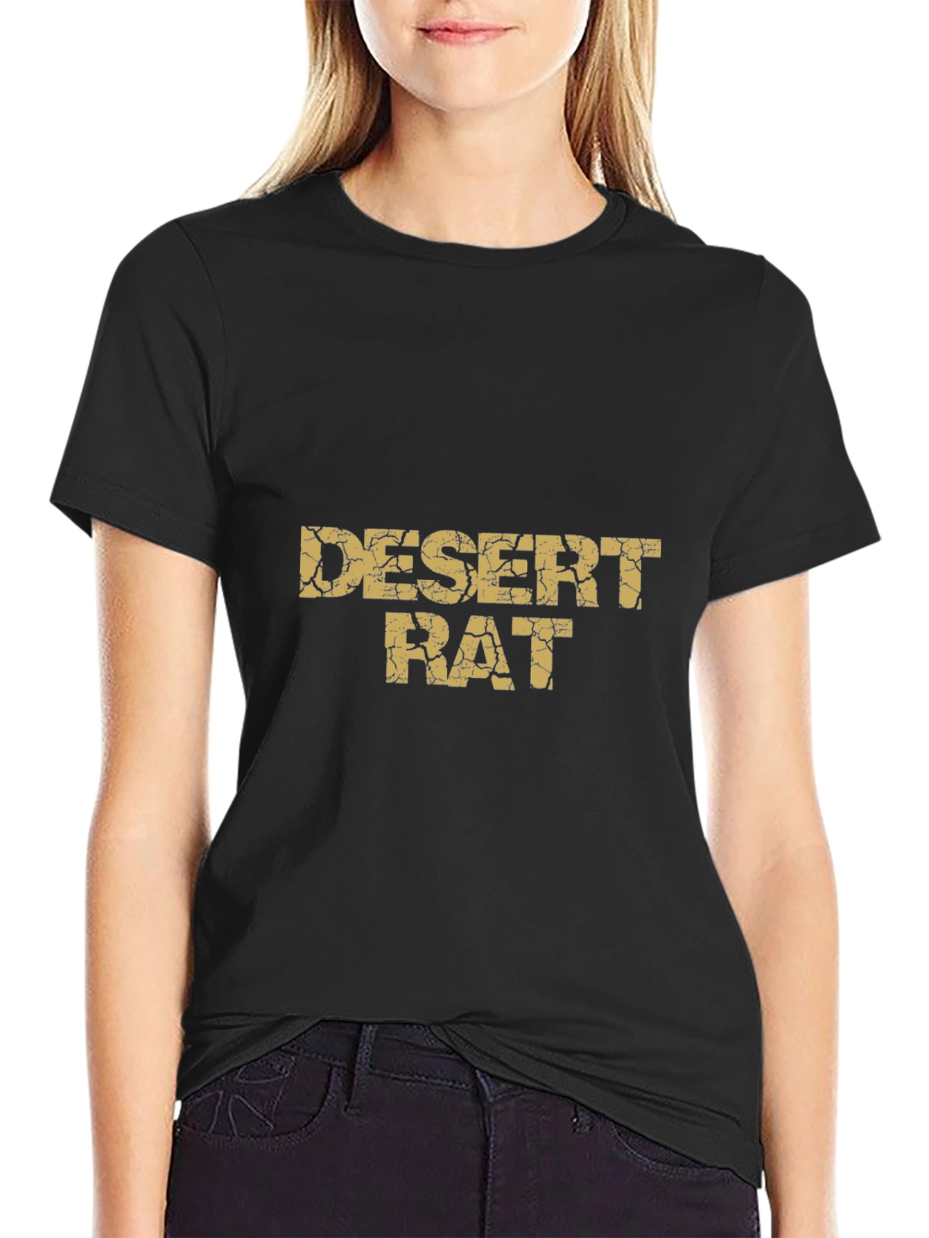 Desert Rat Graphic Tee - Black Cotton Casual T-Shirt