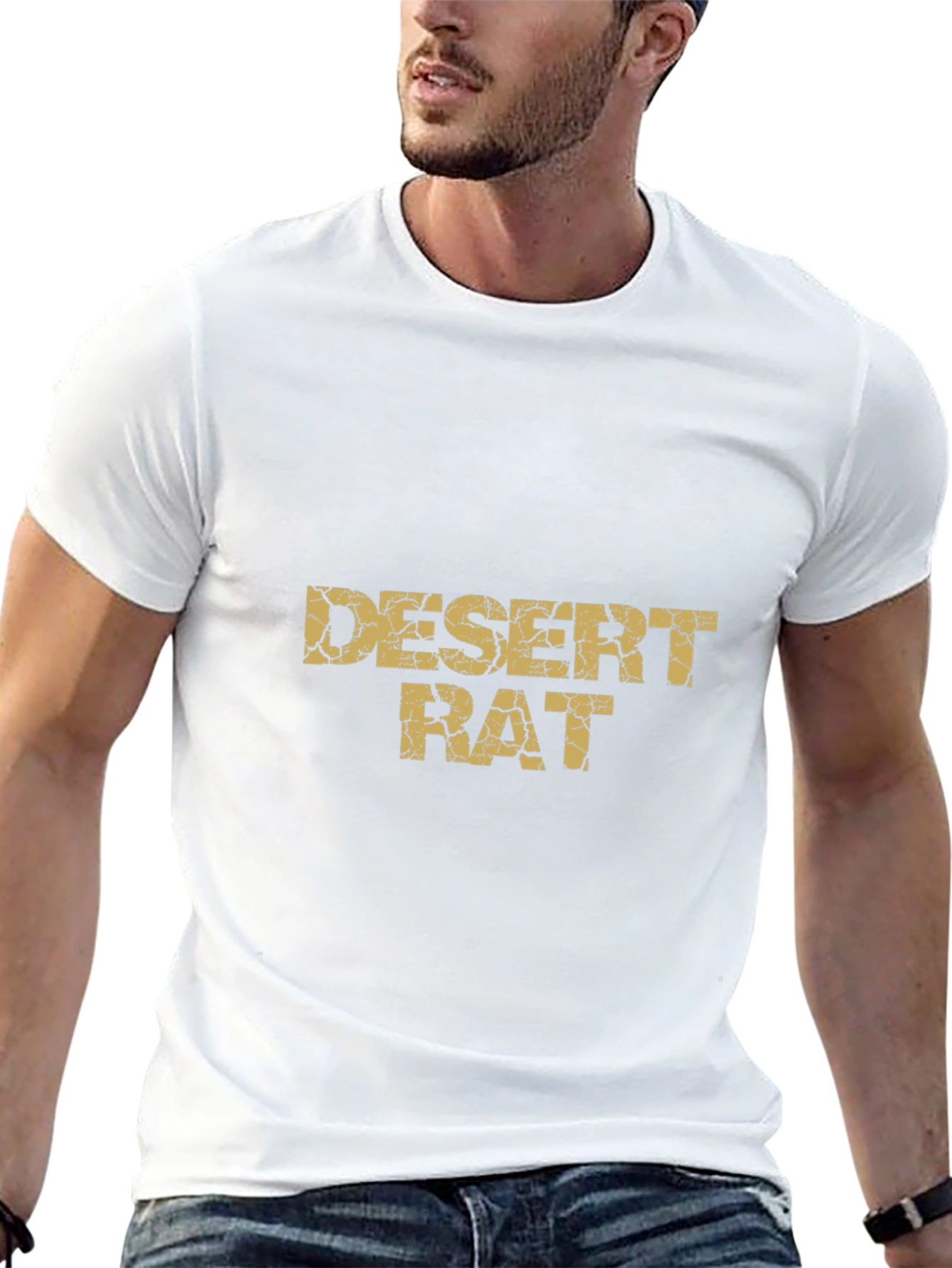 Desert Rat Graphic Tee - Black Cotton Casual T-Shirt