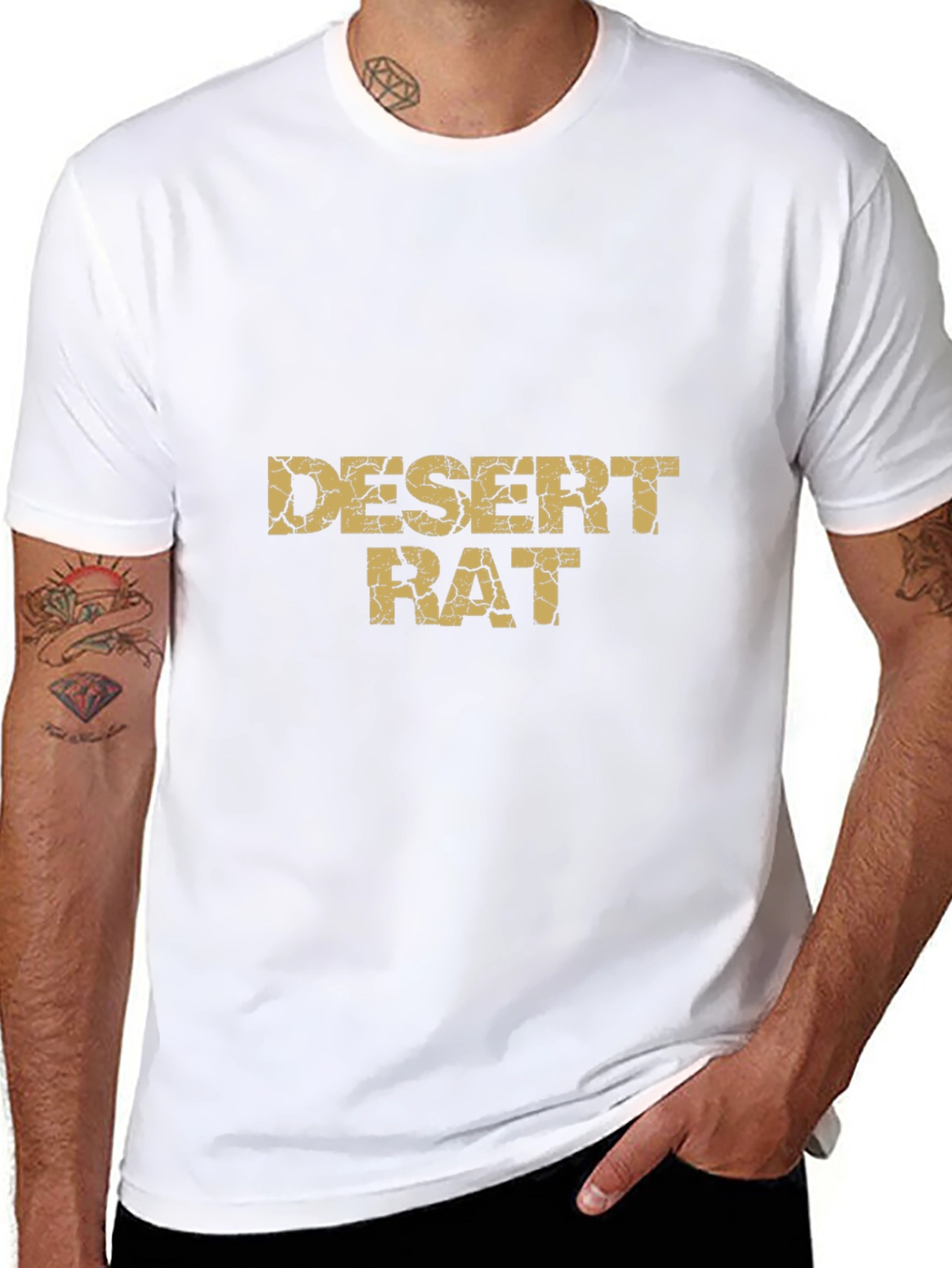 Desert Rat Graphic Tee - Black Cotton Casual T-Shirt
