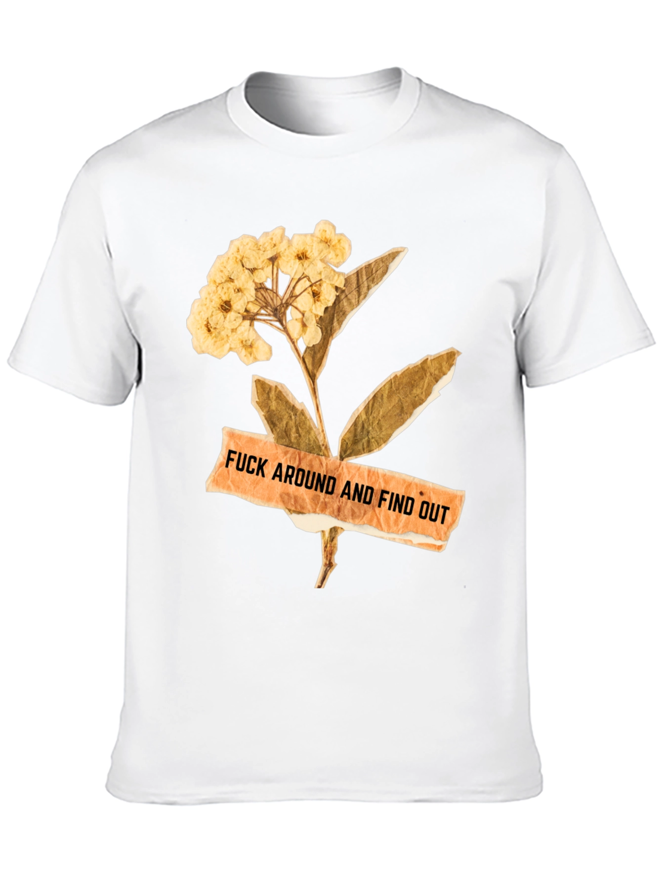 Floral Caution Mens Black Tee