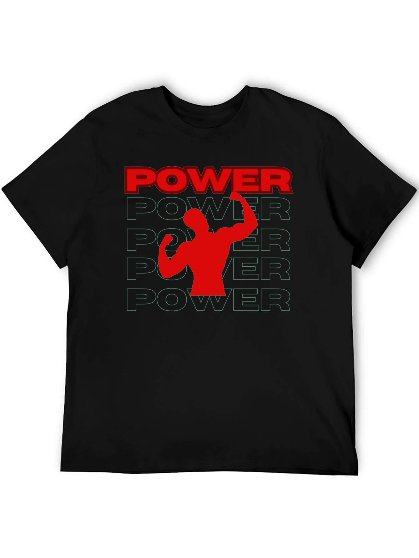 Power Graphic Tee - Black Cotton Gym Shirt
