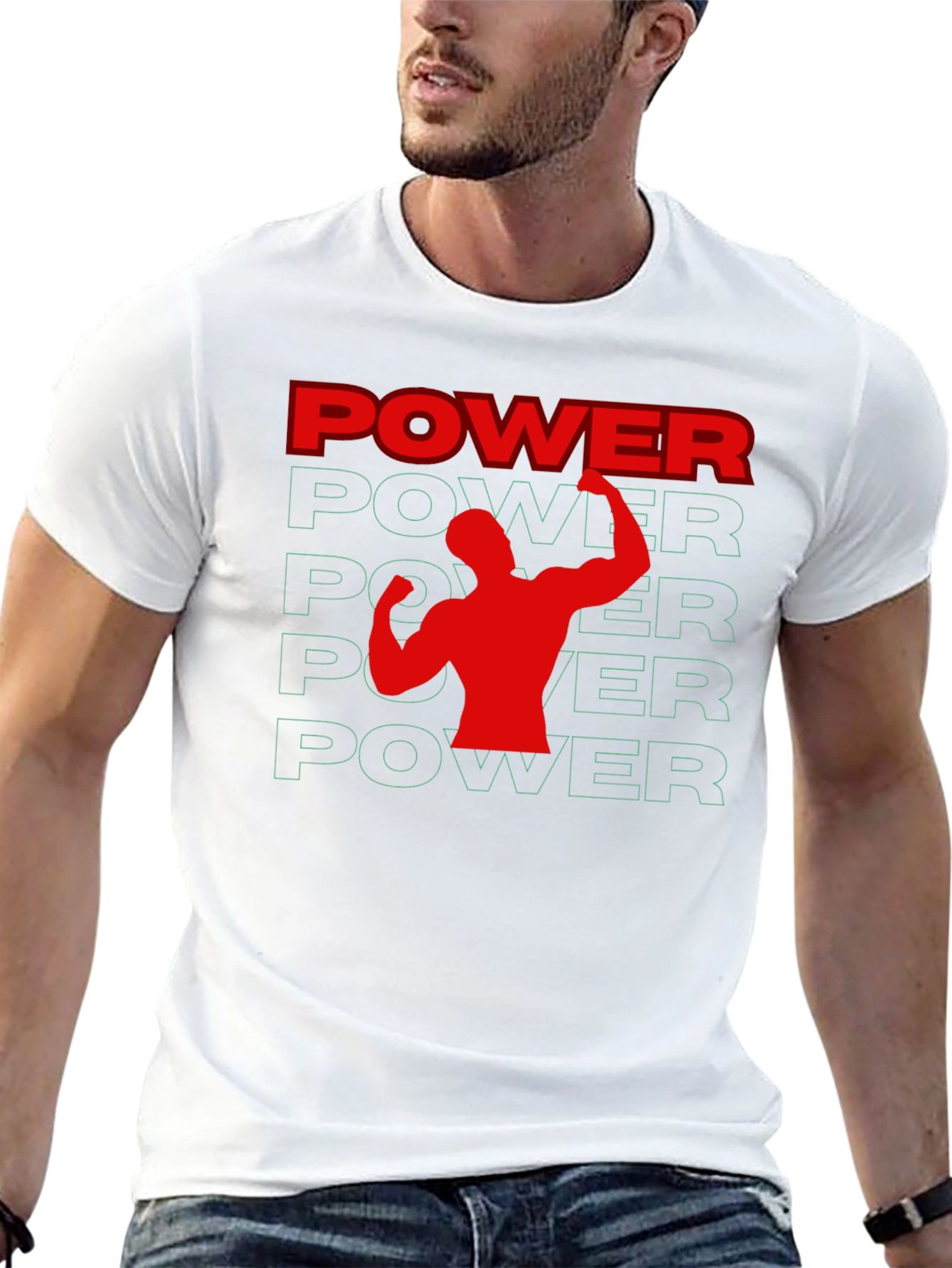 Power Graphic Tee - Black Cotton Gym Shirt