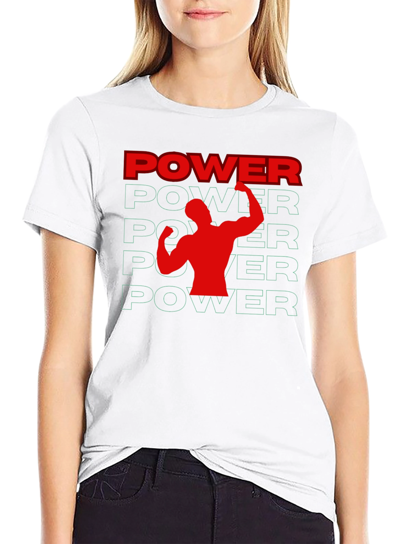 Power Graphic Tee - Black Cotton Gym Shirt