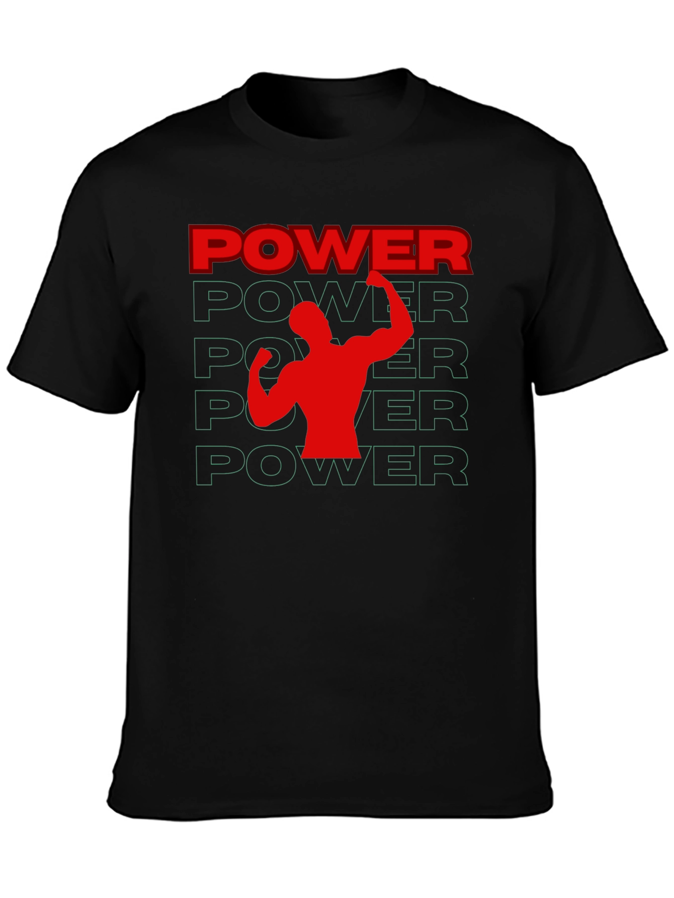 Power Graphic Tee - Black Cotton Gym Shirt