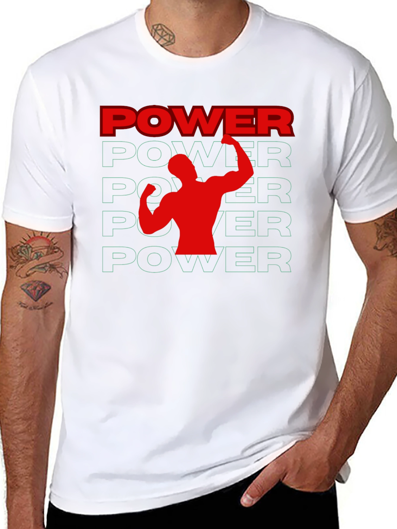Power Graphic Tee - Black Cotton Gym Shirt