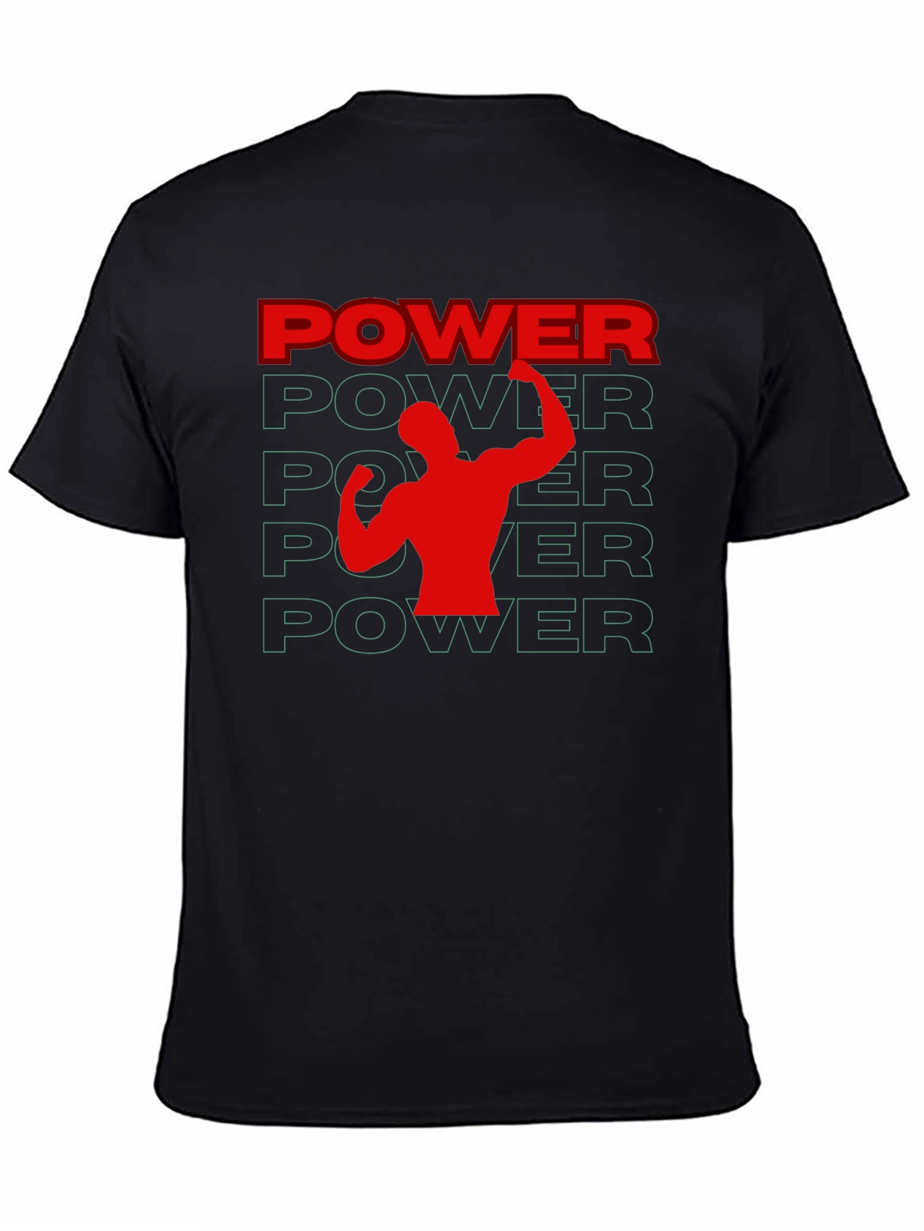 Power Graphic Tee - Black Cotton Gym Shirt