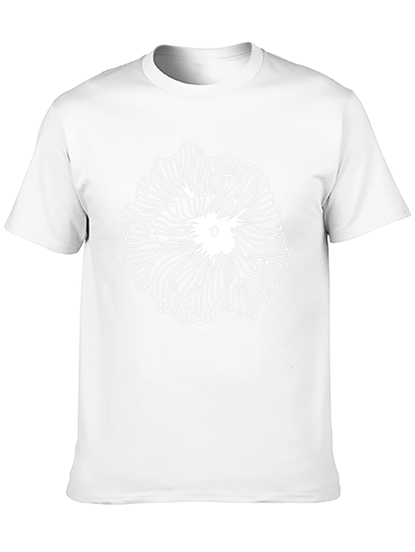 Abstract Floral Line Art Black T-Shirt