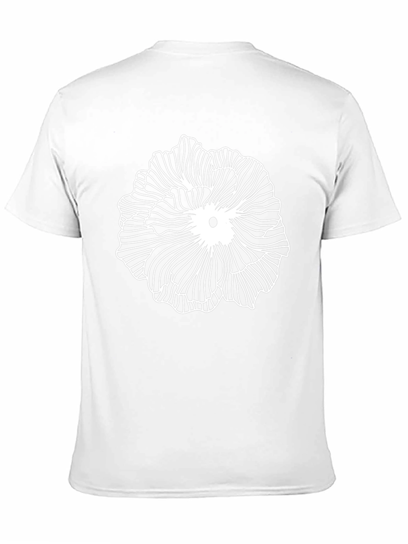 Abstract Floral Line Art Black T-Shirt