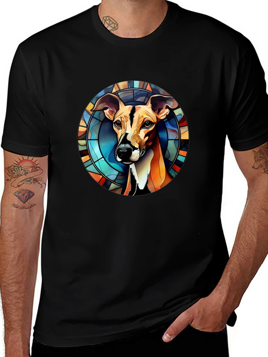 Stained Glass Dog Graphic Tee - Mens Black T-Shirt