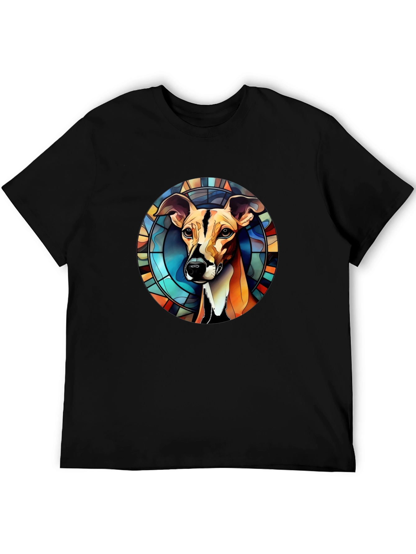 Stained Glass Dog Graphic Tee - Mens Black T-Shirt