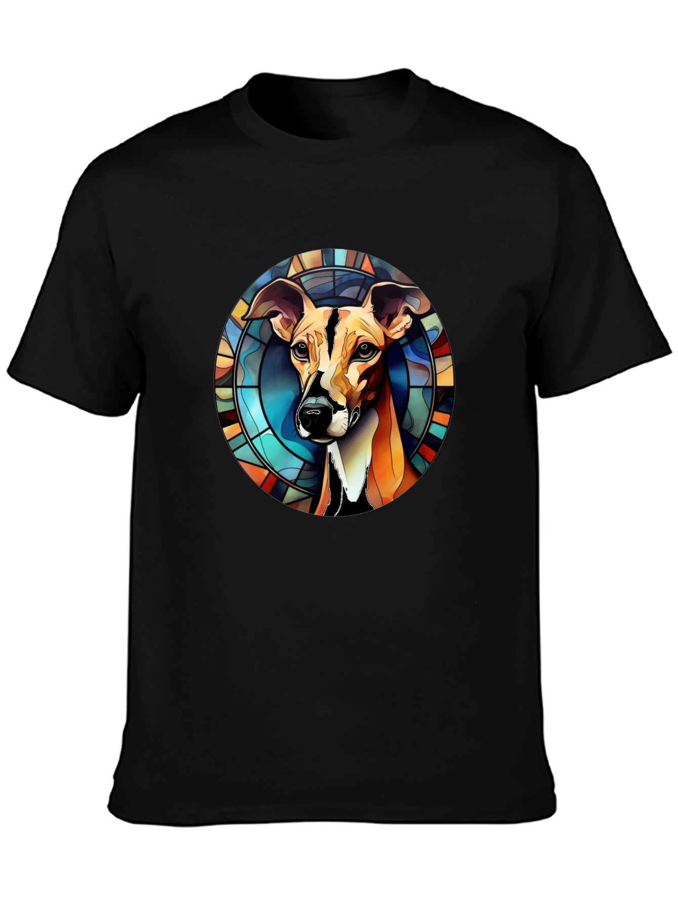 Stained Glass Dog Graphic Tee - Mens Black T-Shirt