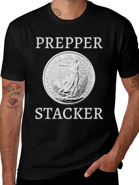 Prepper Stacker Silver Coin Graphic T-Shirt