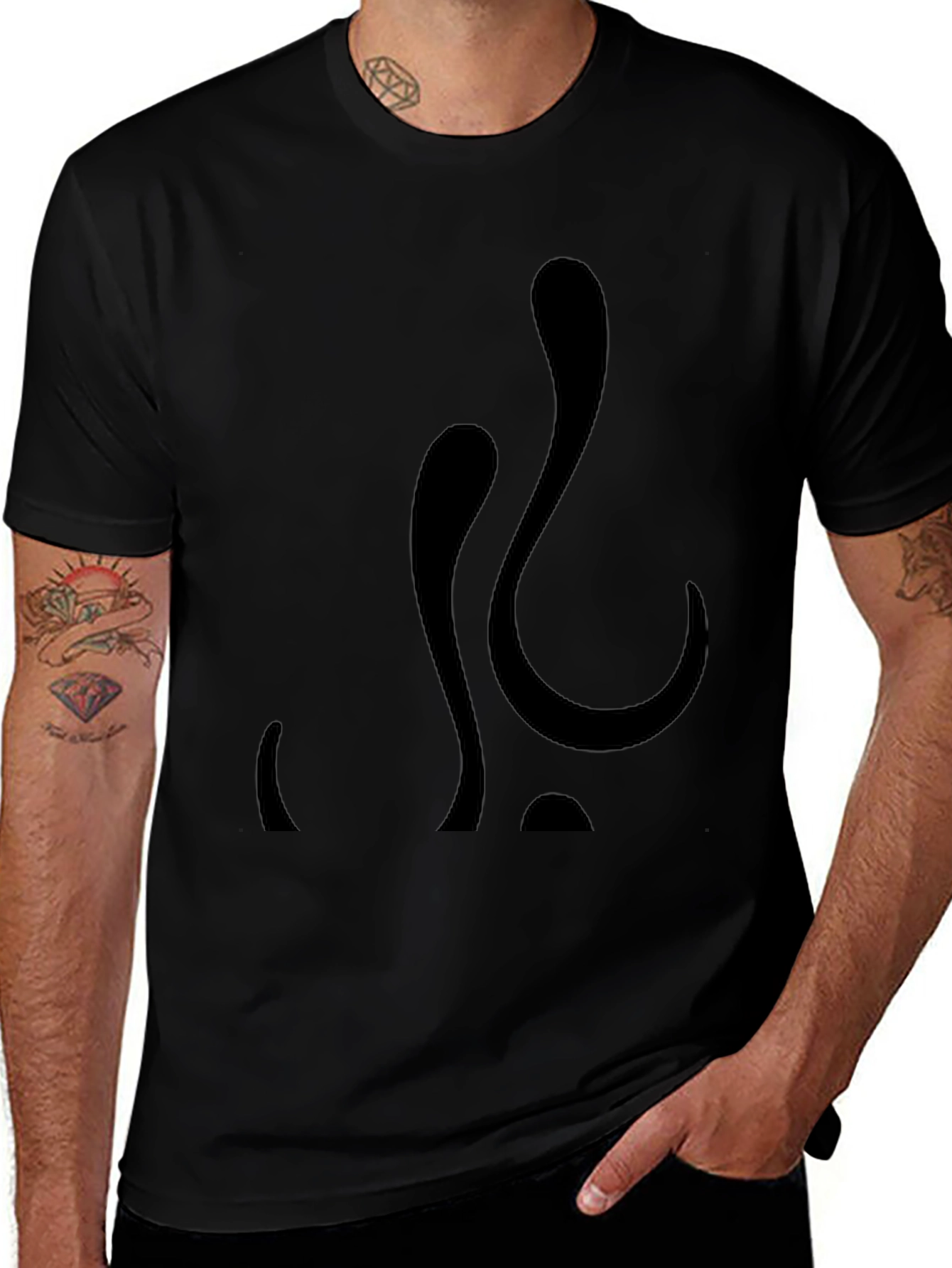 Abstract Black Graphic Tee - Modern Casual Style