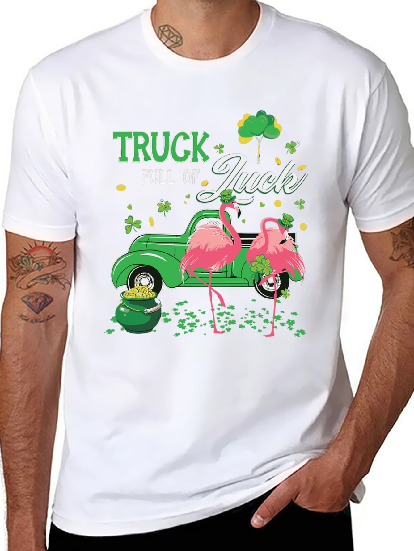 St. Patricks Day Flamingo Truck T-Shirt
