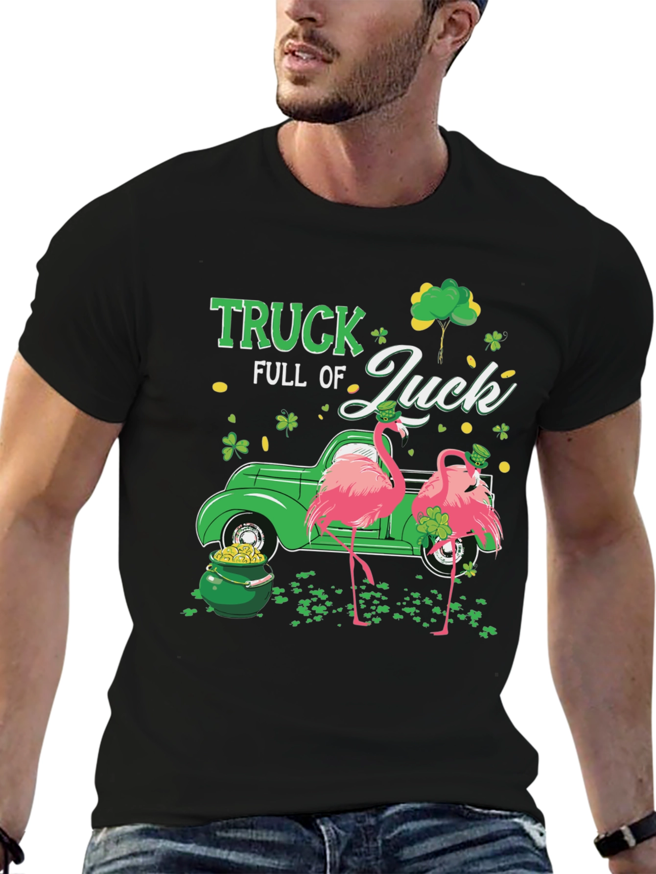 St. Patricks Day Flamingo Truck T-Shirt