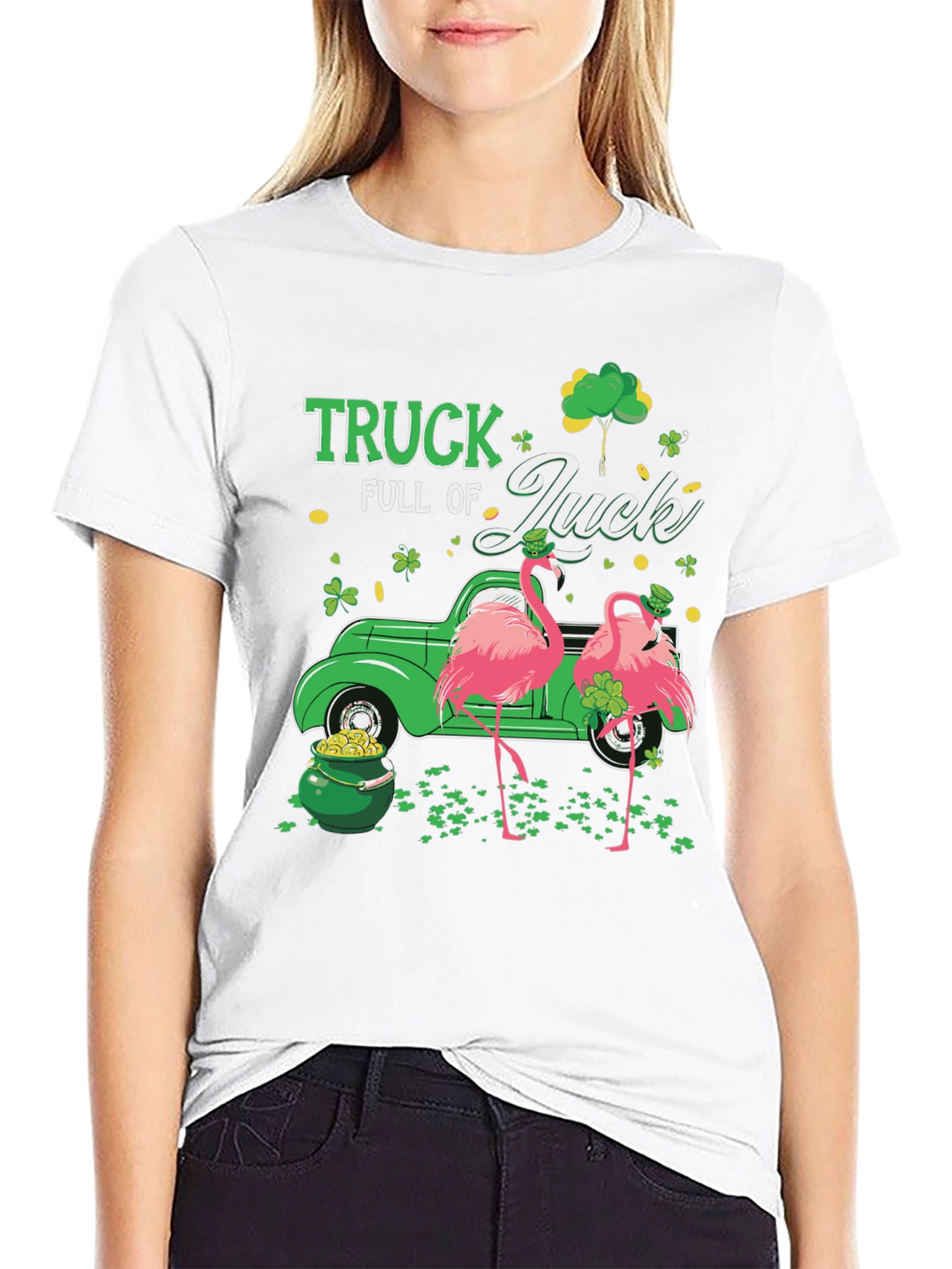 St. Patricks Day Flamingo Truck T-Shirt