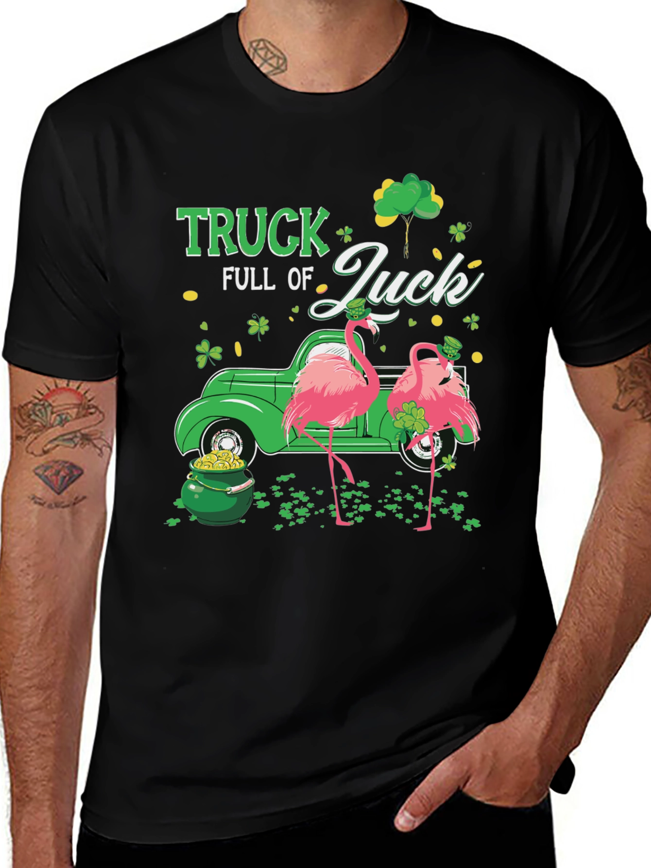 St. Patricks Day Flamingo Truck T-Shirt