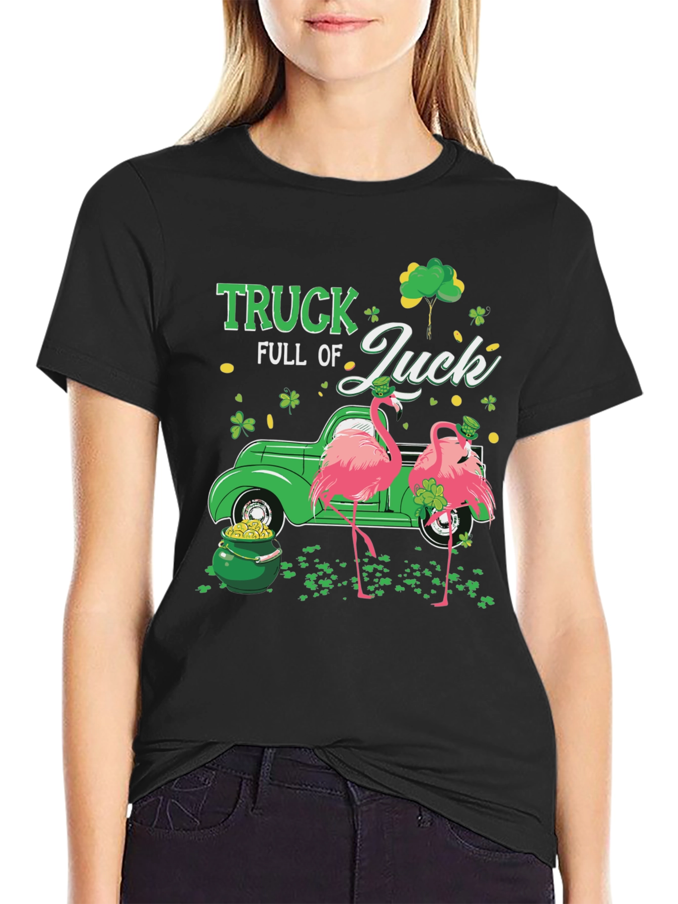 St. Patricks Day Flamingo Truck T-Shirt