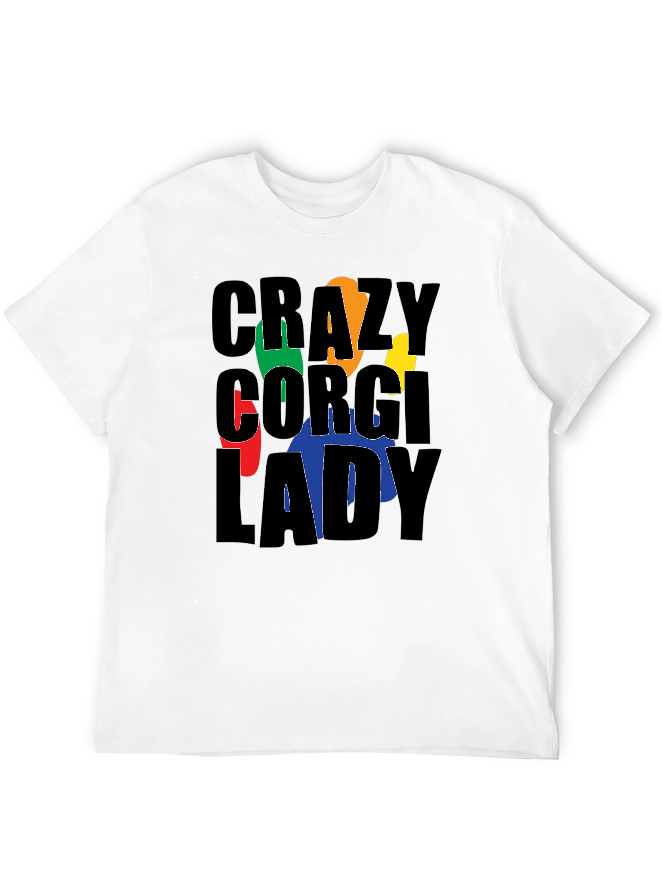 Crazy Corgi Lady Black T-Shirt