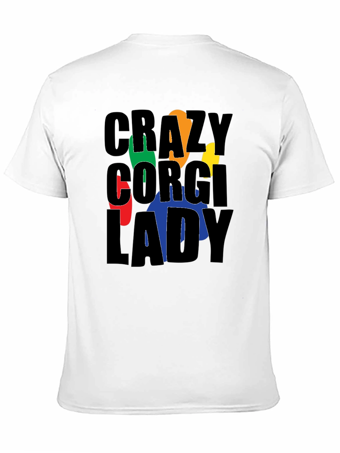 Crazy Corgi Lady Black T-Shirt