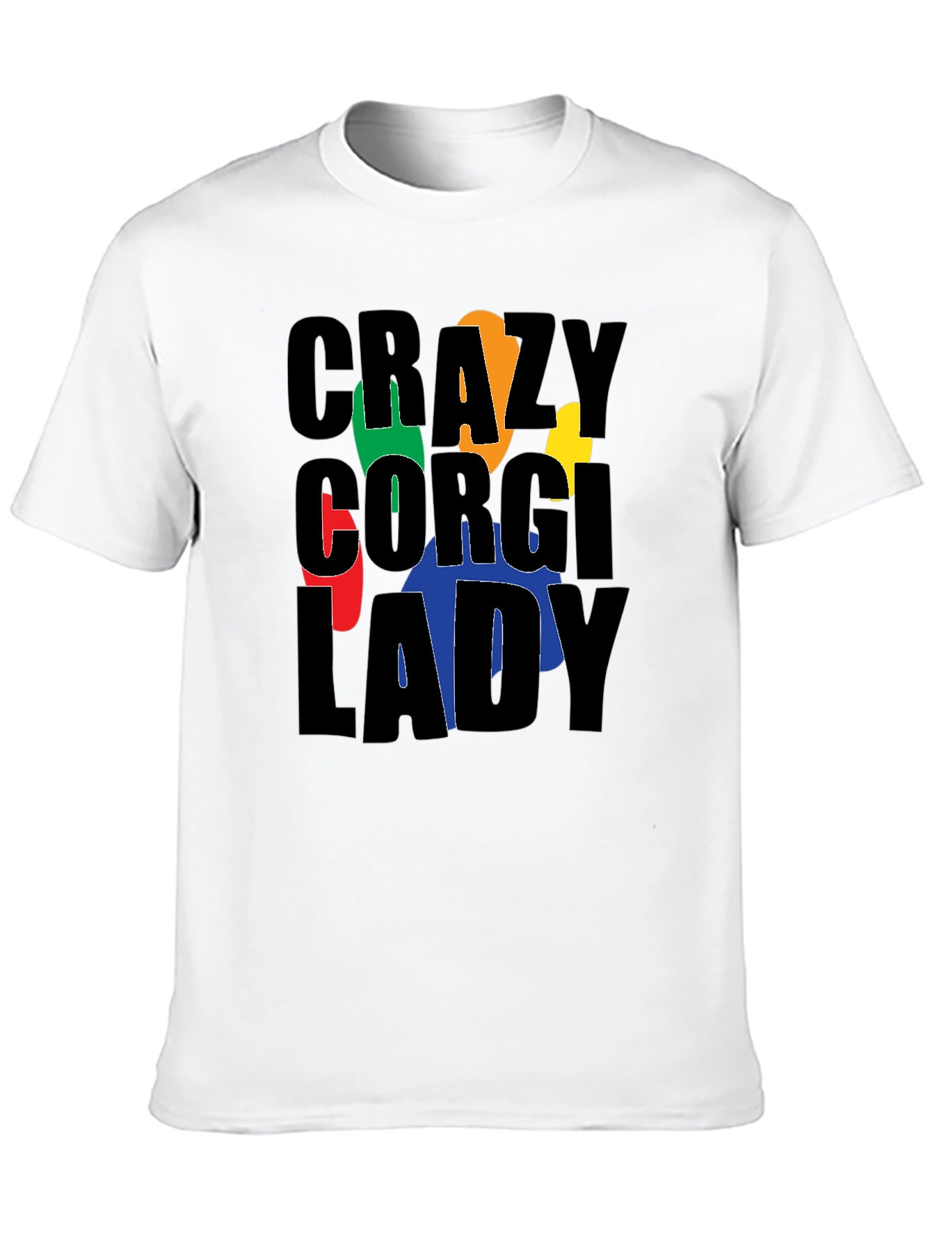 Crazy Corgi Lady Black T-Shirt