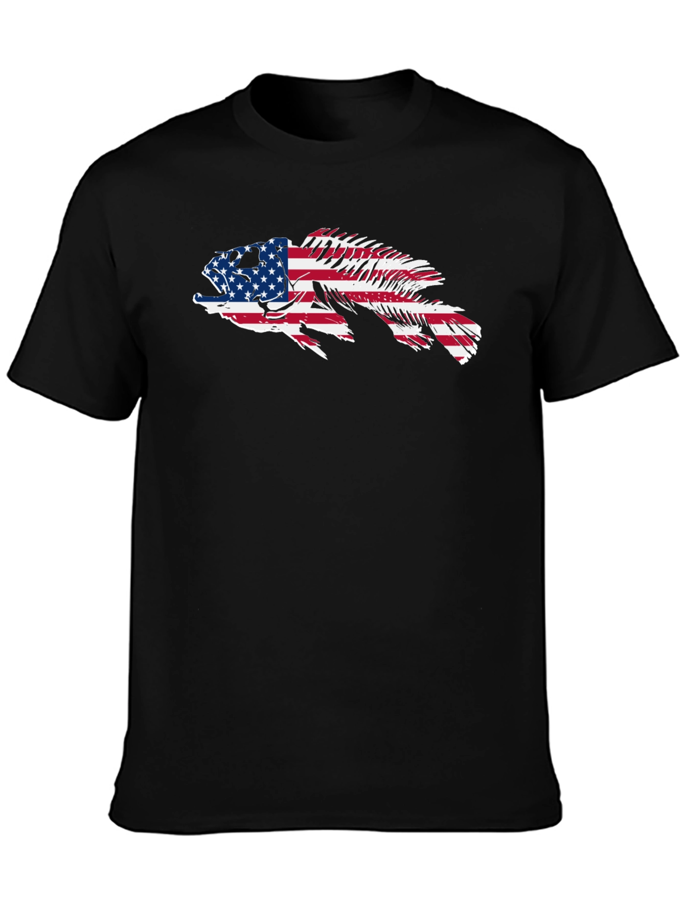 American Flag Fish Graphic Tee - Patriotic Angler Shirt