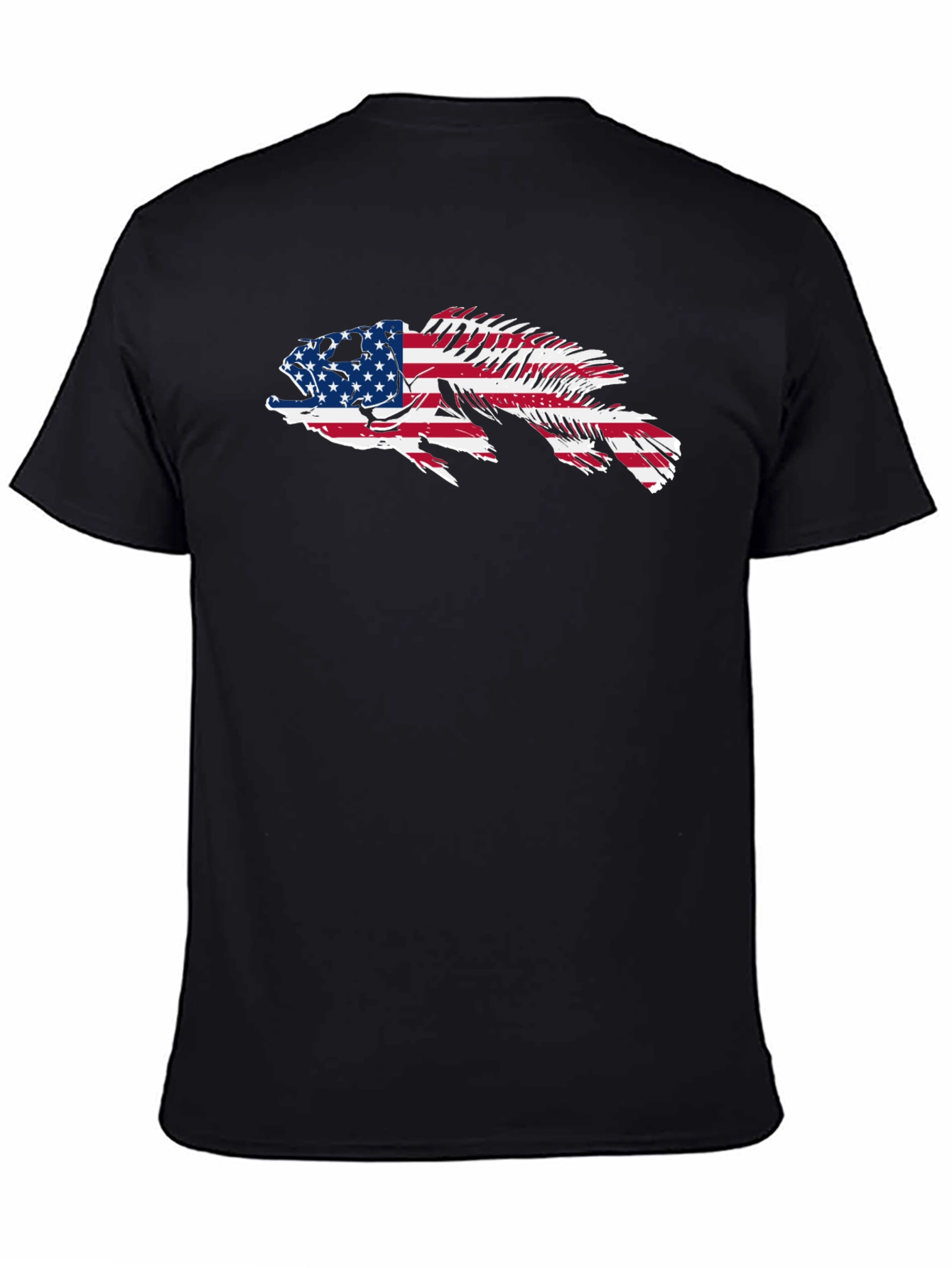 American Flag Fish Graphic Tee - Patriotic Angler Shirt