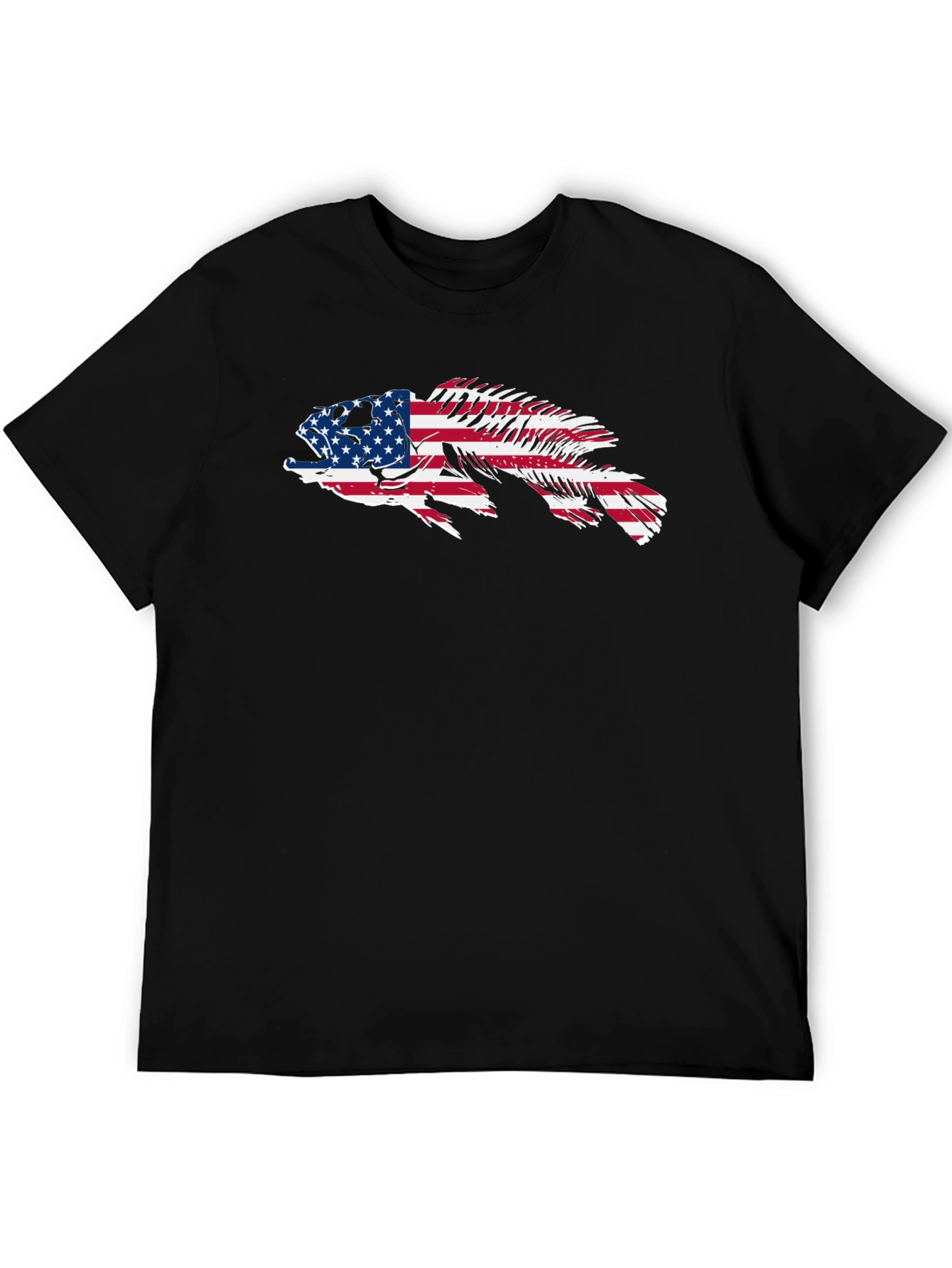 American Flag Fish Graphic Tee - Patriotic Angler Shirt