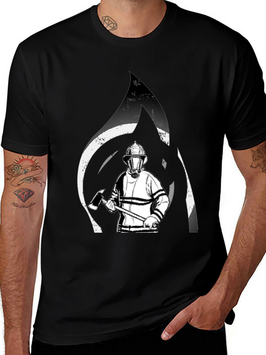 Firefighter Graphic T-Shirt - Black Cotton Tee