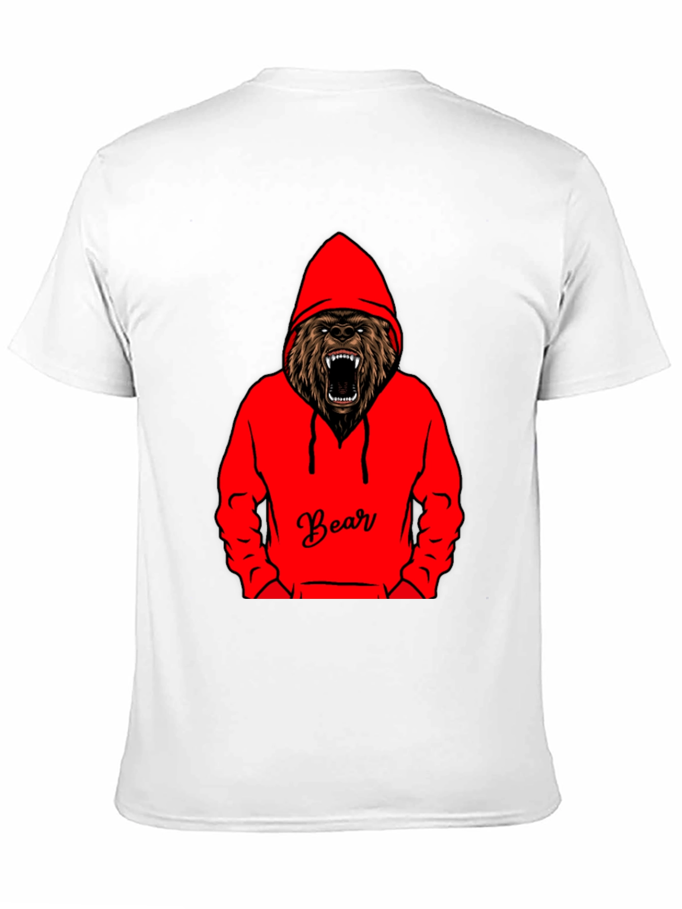 Bear Hoodie Graphic Tee - Mens Black T-Shirt