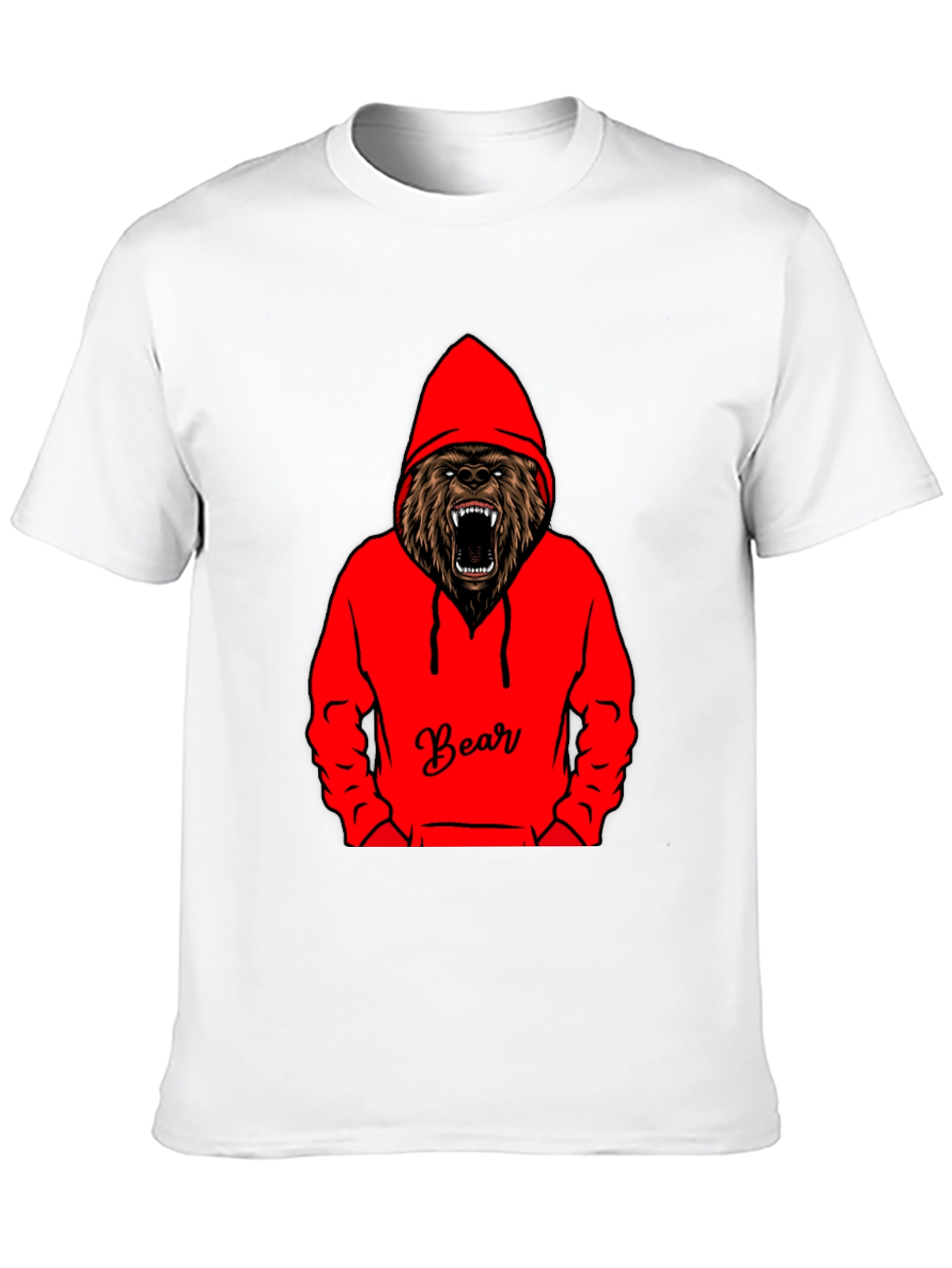 Bear Hoodie Graphic Tee - Mens Black T-Shirt