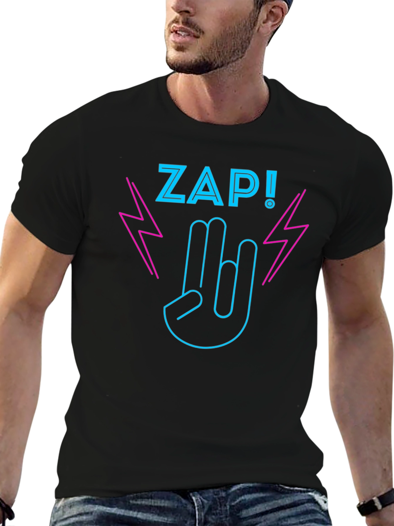 ZAP! Graphic T-Shirt - Rock On Neon Design