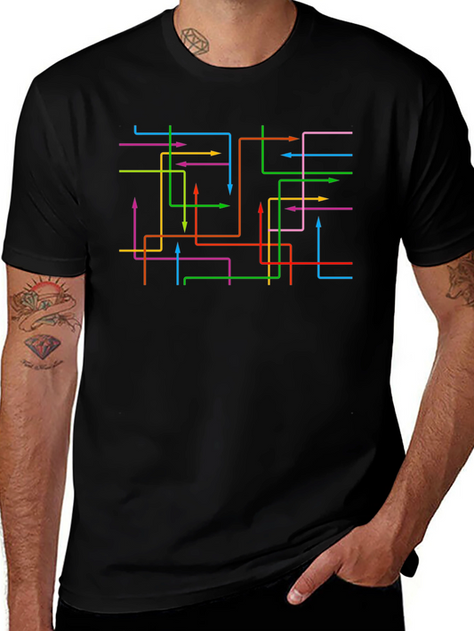 Abstract Arrow Line Black Graphic Tee