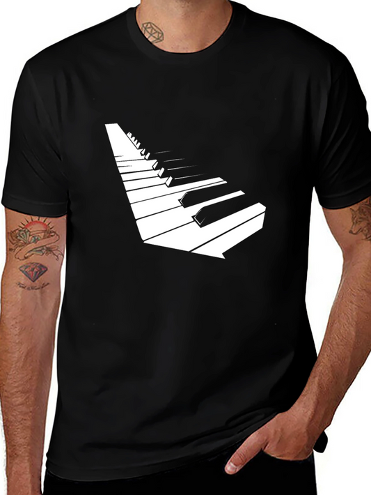 Piano Keys Graphic Tee - Black Stylish Music Shirt