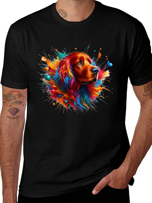 Colorful Dog Graphic Tee - Artistic Splash Design