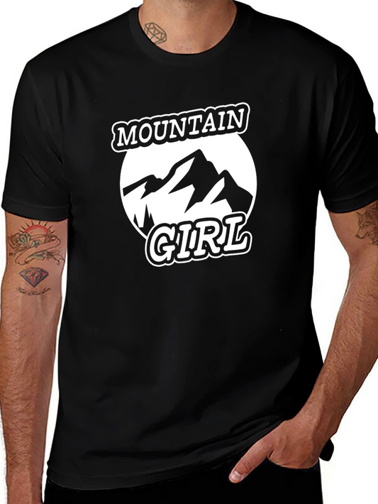 Mountain Girl T-Shirt - Black Round Neck