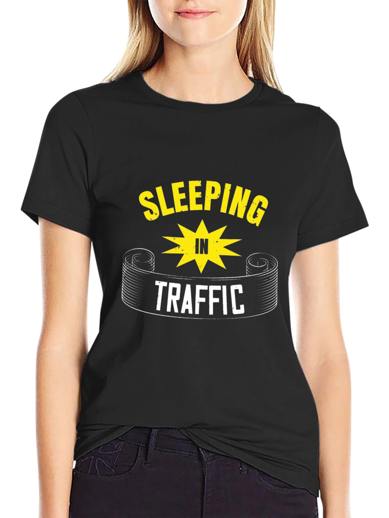Sleeping In Traffic Graphic Tee - Black Cotton T-Shirt