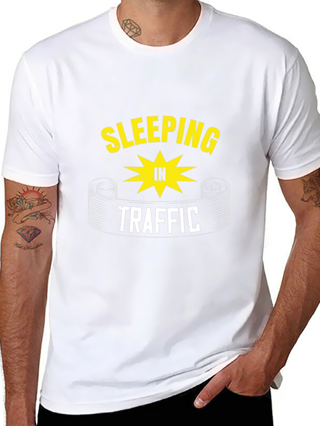 Sleeping In Traffic Graphic Tee - Black Cotton T-Shirt