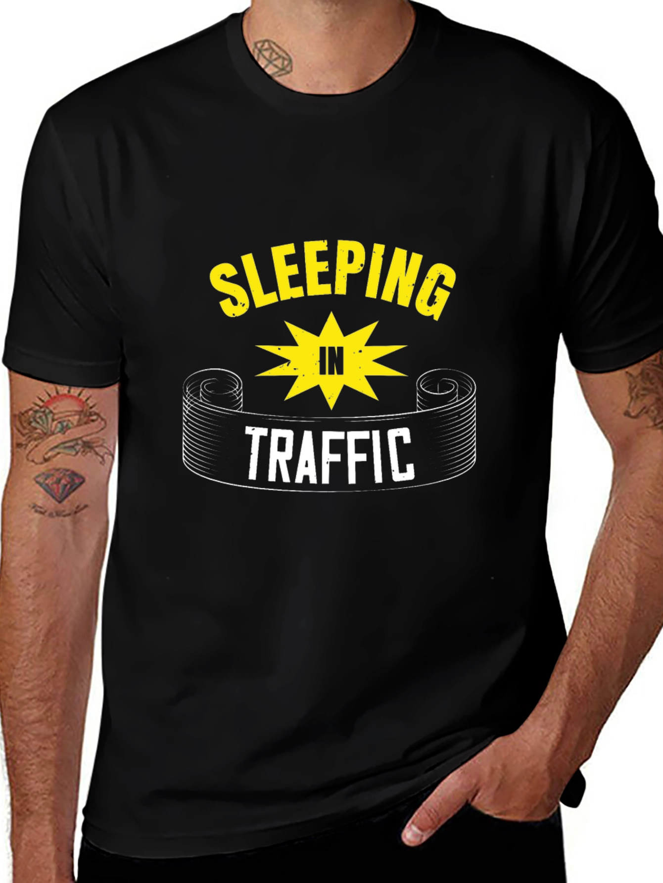 Sleeping In Traffic Graphic Tee - Black Cotton T-Shirt